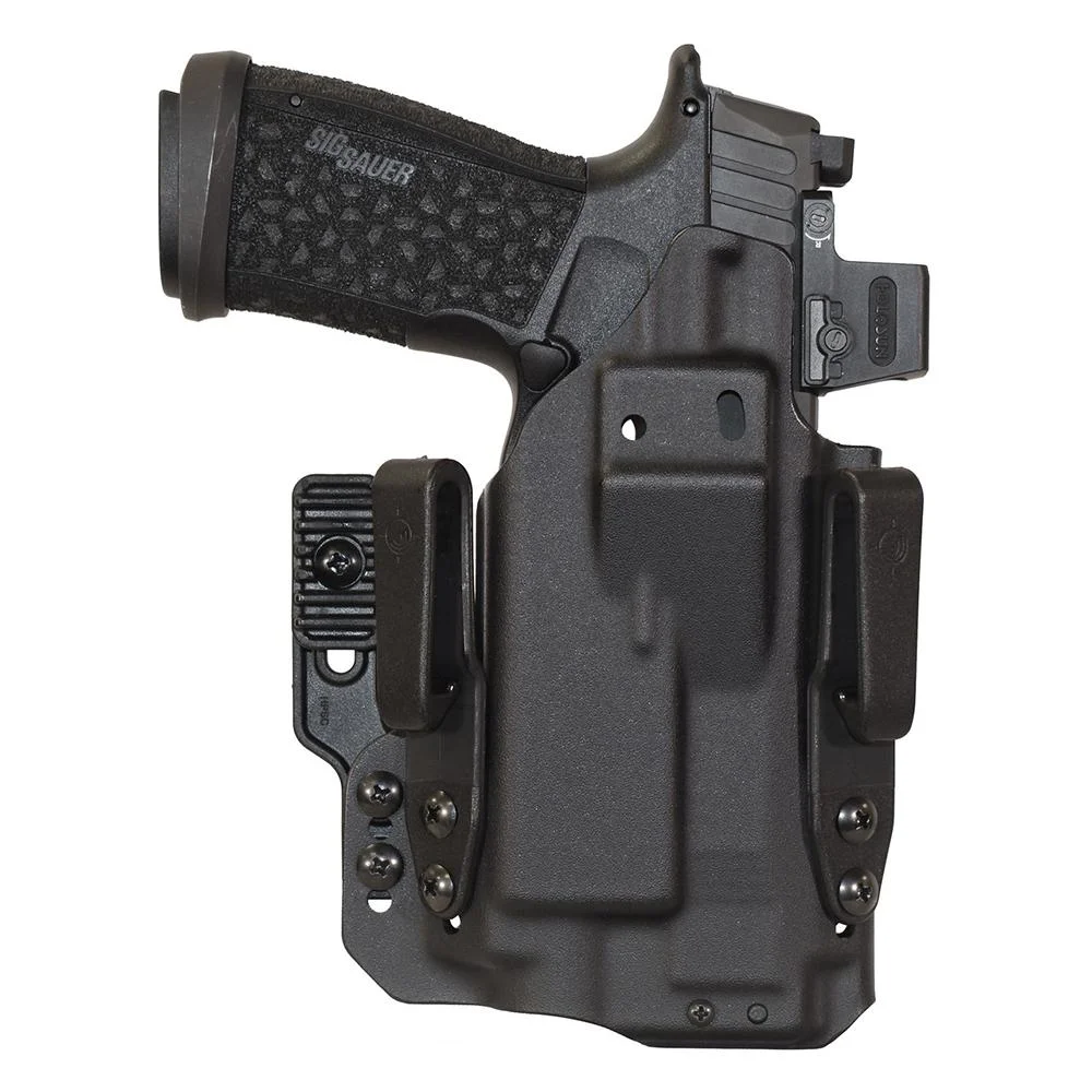primary-55023 Mission First Tactical Pro Series IWB P365-FUSE holster, black front view with belt clips