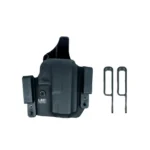 L.A.G. Tactical Defender Holster Sig P365 XMacro, black front view with two metal belt clips