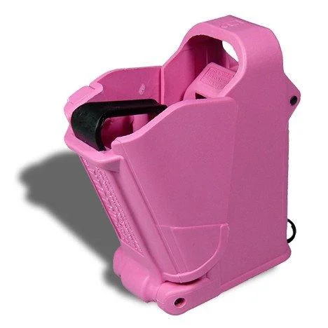 primary-55044 MagLULA UpLULA Universal Pistol Mag Loader, pink angled front view with black lever