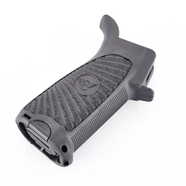 Wilson Combat AR Platform Pistol Grip, black angled side view with textured starburst panels