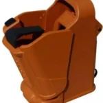 Maglula UpLULA Universal Pistol Mag Loader/Unloader orange-brown angled view with black lever