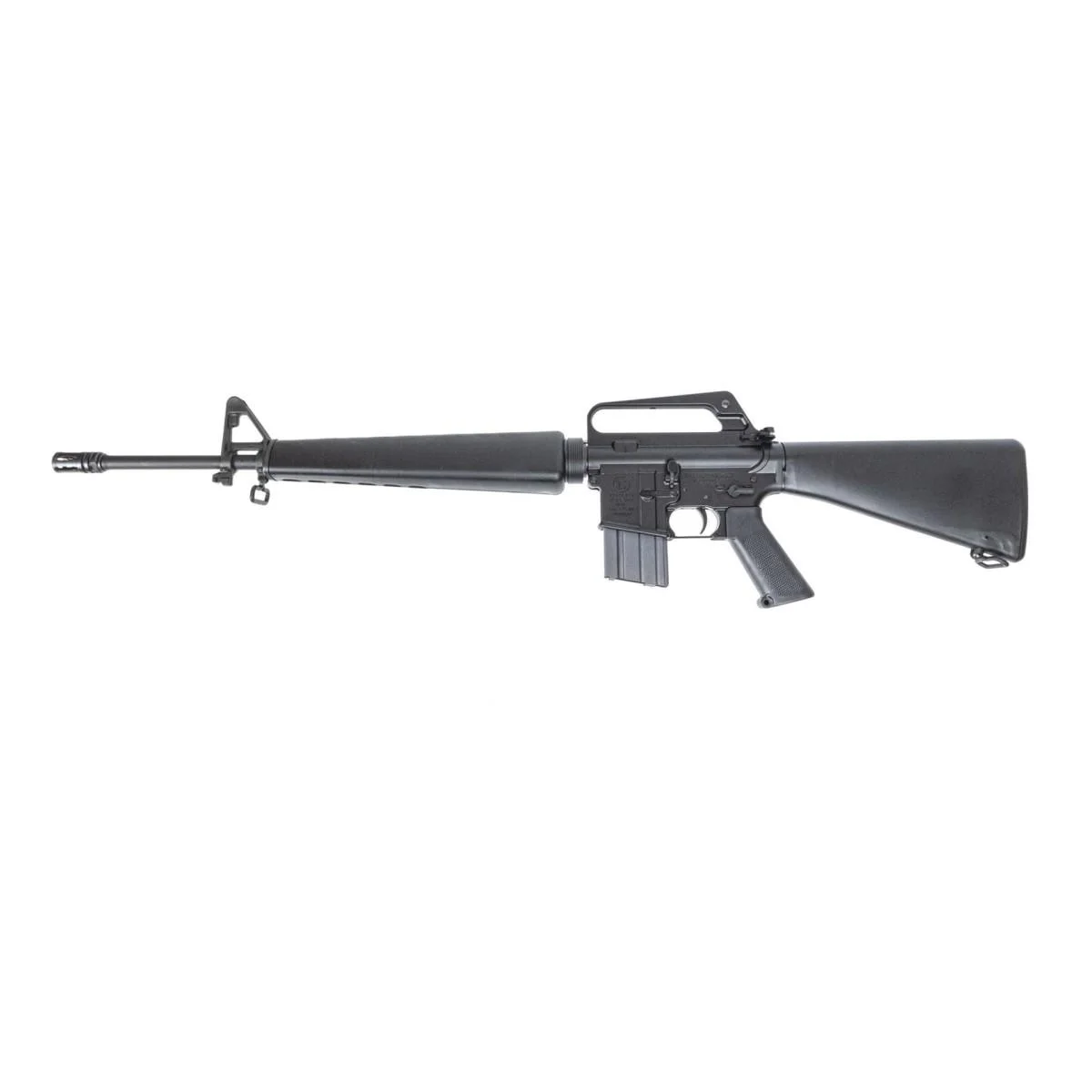 primary-55066 H&R Retro M16A1 Style Rifle, black left-side view with carry handle, fixed stock and magazine