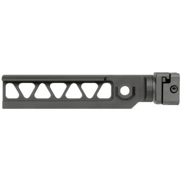 Midwest Industries Alpha Series M4 Beam Side Folder Stock, black right-side view with skeletonized beam