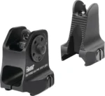 Daniel Defense Fixed Front Rear Sight Combo, black front and rear sights in angled views