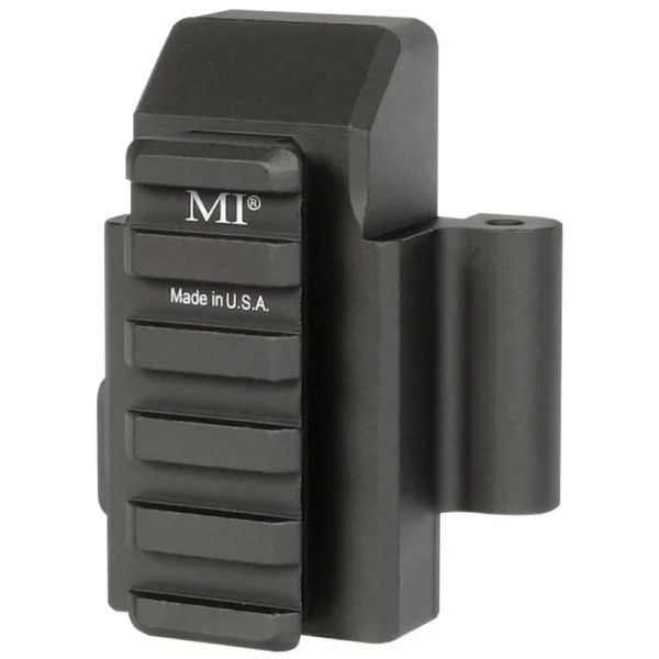 Midwest Industries B&T APC Stock Adaptor, black angled front view with ridged face and side mount