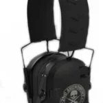 Walkers Game Ear Walker's Razor Freedom Series muff, black three-quarter view with skull emblem