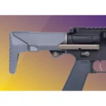 Q Q SHORTY STOCK, gray left-side view attached to a black firearm receiver