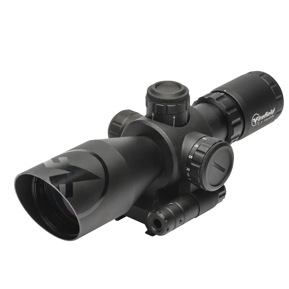 primary-55114 Sellmark Corporation Firefield Barrage Rifle Scope - 2.5-10x40mm Red Laser Mil Dot Reticle Black Matte