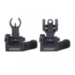 TROY FLDNG HK FRNT OFFSET SGHT BLK, two black folding sights in front and rear views