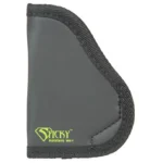 Sticky Holsters Medium Sticky Pocket Holster, black front view with stitched fabric edge