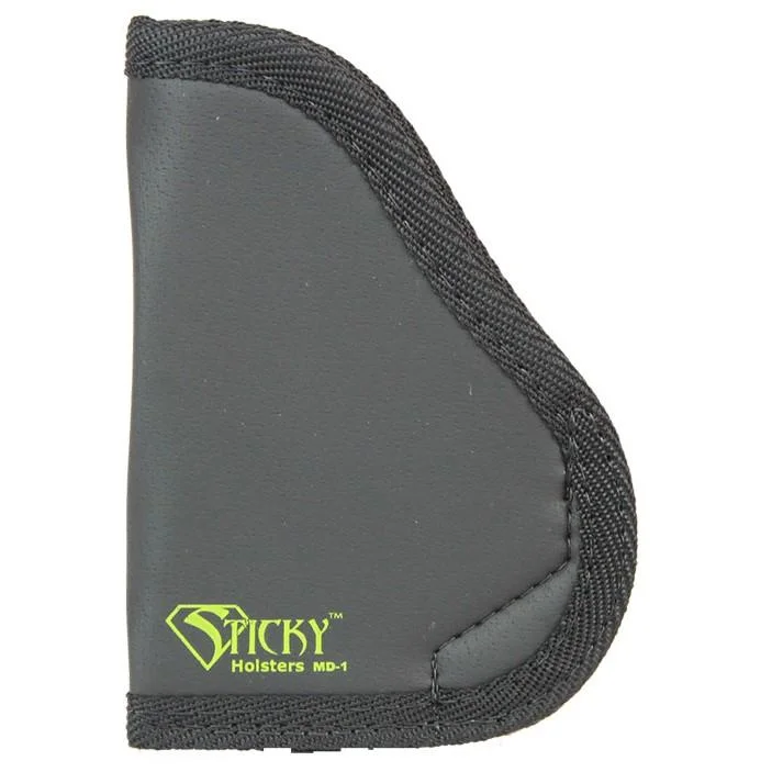primary-55119 Sticky Holsters Medium Sticky Pocket Holster, black front view with stitched fabric edge