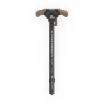 BREEK SLDGHMR AR15 black charging handle with FDE ambidextrous latches, top view