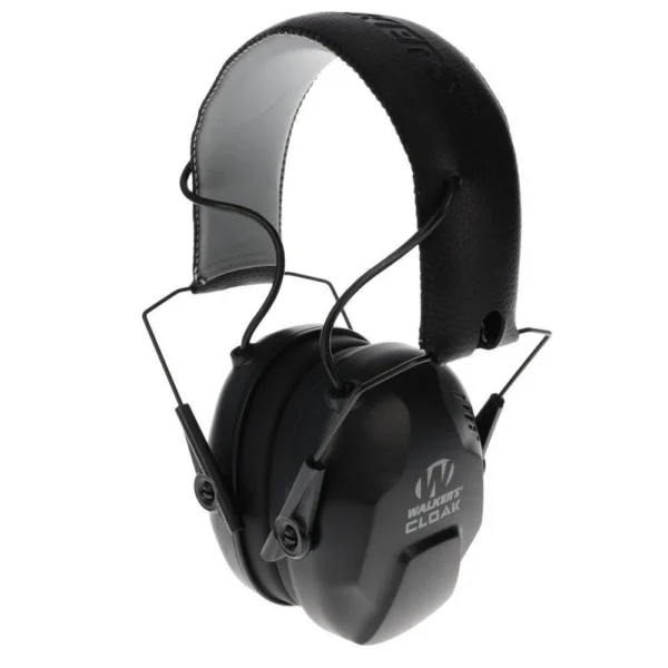 Walker's Cloak Dual Mic Electronic Muff, black over-ear design with padded headband