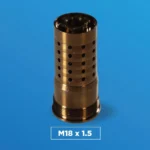 Q Q CHERRY BOMB MB, bronze cylindrical muzzle device with rows of ports, front angled view