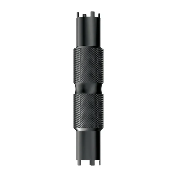 REAL AVID AR15 FRONT SIGHT ADJUSTER, black double-ended tool with knurled grips, side view