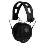 Walker's Firemax Bluetooth Electronic Ear Muffs, black angled front view with padded headband