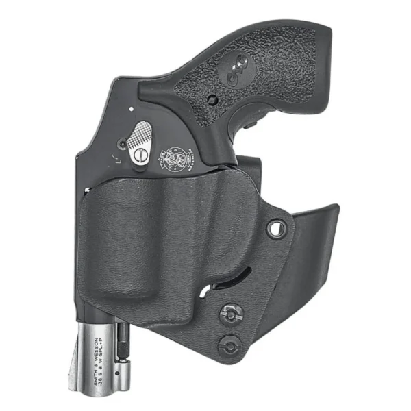 Mission First Tactical MFT Minimalist Appendix IWB Holster, black front view holding a revolver