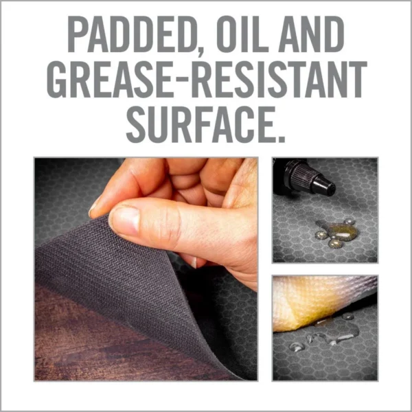 REAL AVID AR15 SMART MAT, close-up panels showing black padded grease-resistant surface