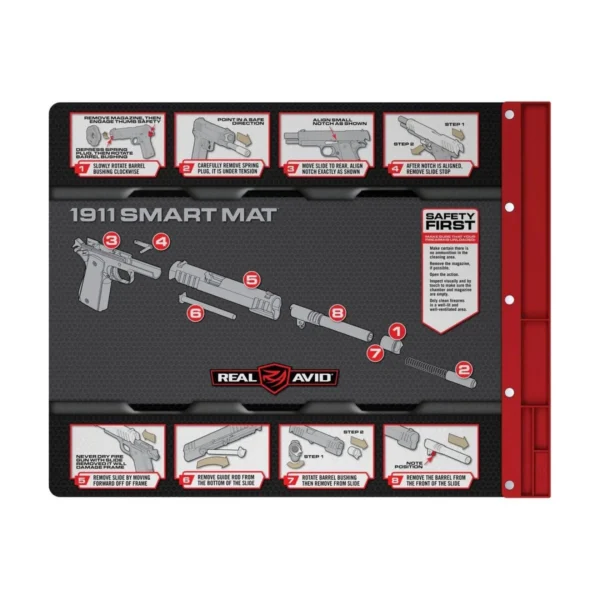 REAL AVID 1911 SMART MAT black and red cleaning mat with printed pistol diagram and parts tray