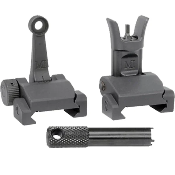 Midwest Combat Rifle Sight Set Front & Rear, black sights with circular front post and adjustment tool