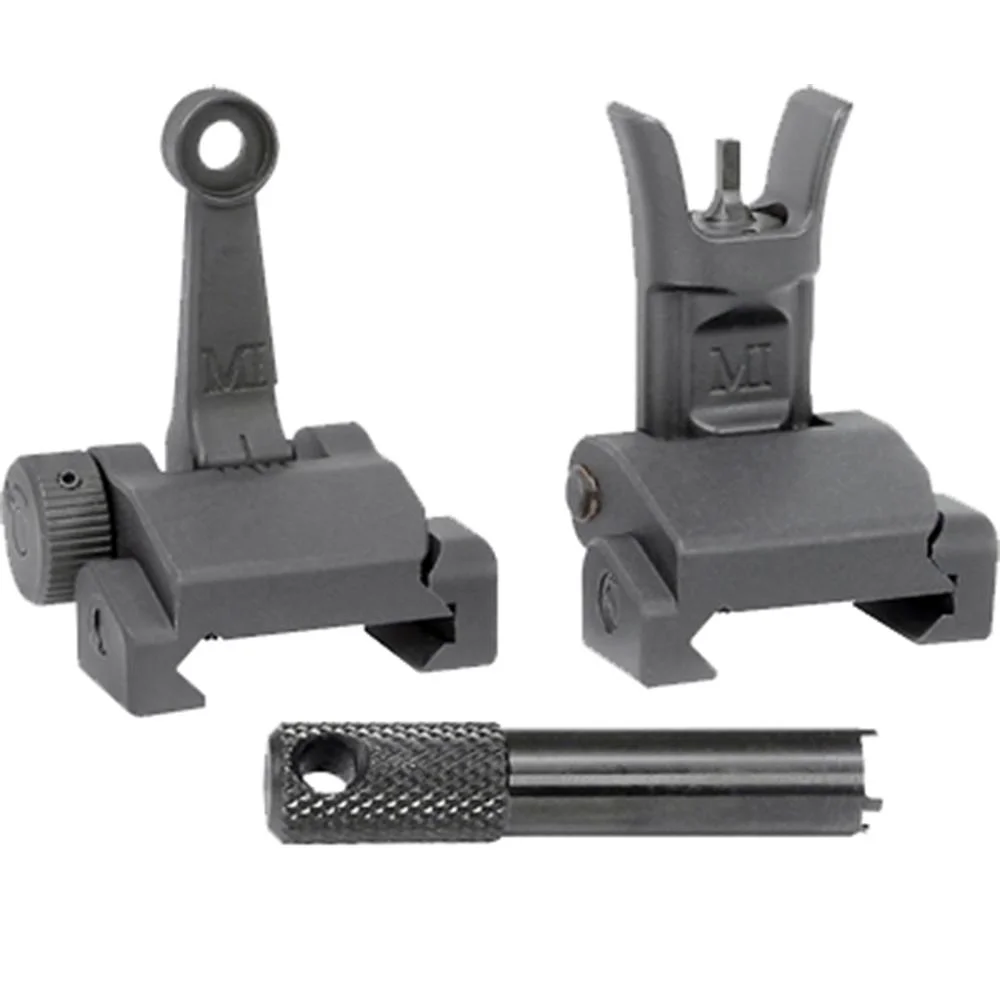primary-55213 Midwest Combat Rifle Sight Set Front & Rear, black sights with circular front post and adjustment tool