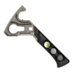 REAL AVID ARMORERS MASTER WRENCH, black and gray, side view with open wrench head and hammer face