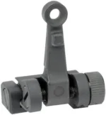 Midwest Combat Rifle Rear Sight, black rear view with circular aperture and adjustment knobs