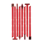 REAL AVID SMART BRUSHES, top view of assorted slim red cleaning brushes in a row