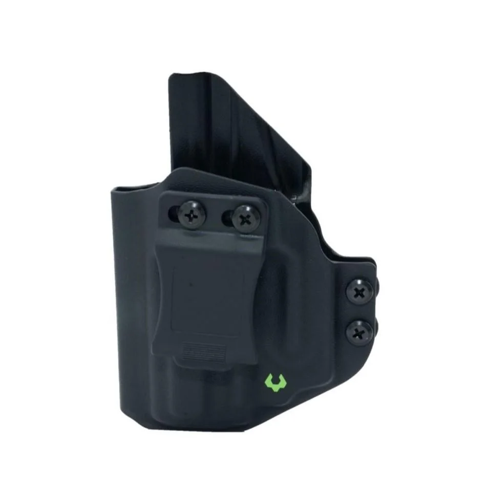 primary-55271 Viridian Kydex IWB Holster for Springfield Hellcat PRO, black front view with screws