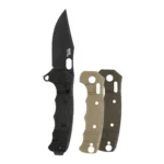 SOG Knives Seal XR Ti Folding Knife, black open clip-point blade with two tan handle panels