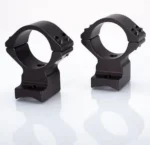 Talley Lightweight Alloy Scope Mount Combo, angled view of two black high scope rings