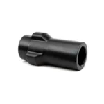 Angstadt Arms 3-Lug Muzzle Adaptor, black cylindrical adapter shown at an angle with open end