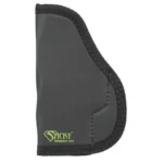 Sticky Holsters Large Sticky Pocket Holster, grey front view with black edging and green logo