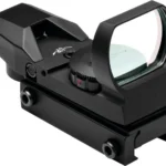 NcStar Red & Green Reflex Sight, black angled side view with lens, controls and QR mount