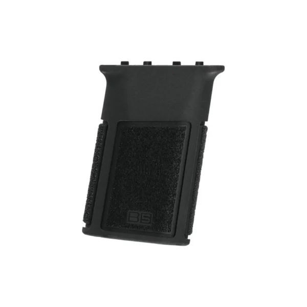 B5 Systems Vertical Grip M-LOK, black grip in angled side view with textured panels