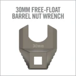 REAL AVID MSTR FIT30MM BBL NUT WRE gray wrench head, front view with open jaw and square drive hole