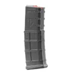 Elite Tactical Systems AR-15 Rifle Magazine, translucent black front view with ribbed body