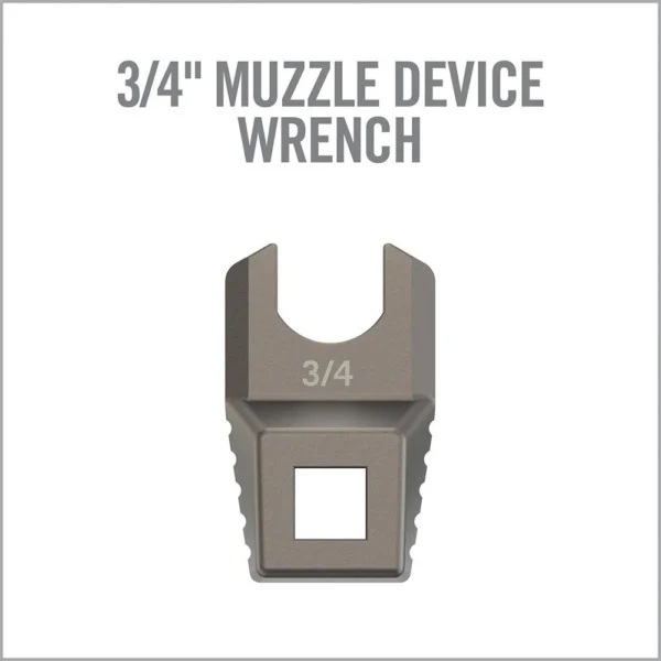 Real Avid Master-Fit Muzzle Device Wrench gray open-end wrench head with square drive, front view