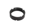 CMMG AR15 BUFFER TUBE CASTLE NUT black angled view with internal threads and four notches