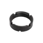 CMMG AR15 BUFFER TUBE CASTLE NUT black angled view with internal threads and four notches
