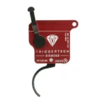 TriggerTech Rem Clone black and red trigger with curved silver trigger blade