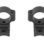 Leupold LEUP BC SAV 10/110 black two-piece scope ring set, angled front view