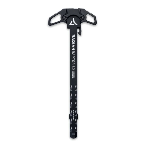 Radian Weapons Raptor SD black charging handle in vertical top view with ambidextrous levers