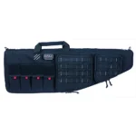 G-Outdoors Tactical AR Case with External Rifle Case, black side view with handles and pouches