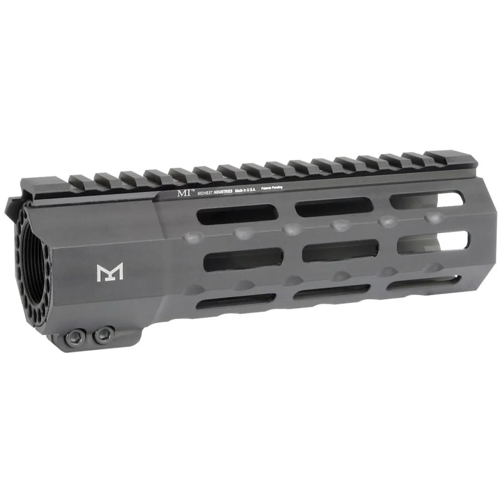 primary-55542 Midwest Industries Suppressor Series Handguard, black side view with top rail and M-LOK slots