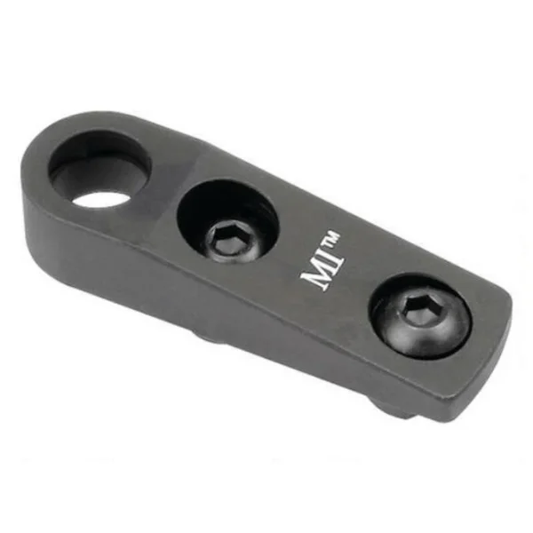 Midwest M-LOK QD Sling Attachment, angled top view of black mount with QD socket and two screws