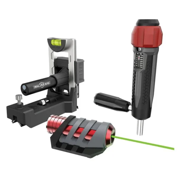 REAL AVID MASTER SCOPE MOUNTING KIT with black vise, level, driver and bit holder