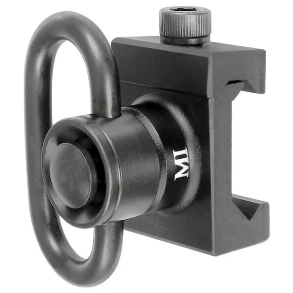 Midwest Heavy Duty Quick Detach Front Sling Adapter black front view with oval swivel loop