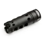 LANTAC 223/556 DRAGON MB black muzzle brake, angled side view with round ports