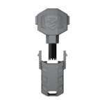 REAL AVID AR15 FRNT SIGHT ADJSTR PRO, gray and black front view with cap removed